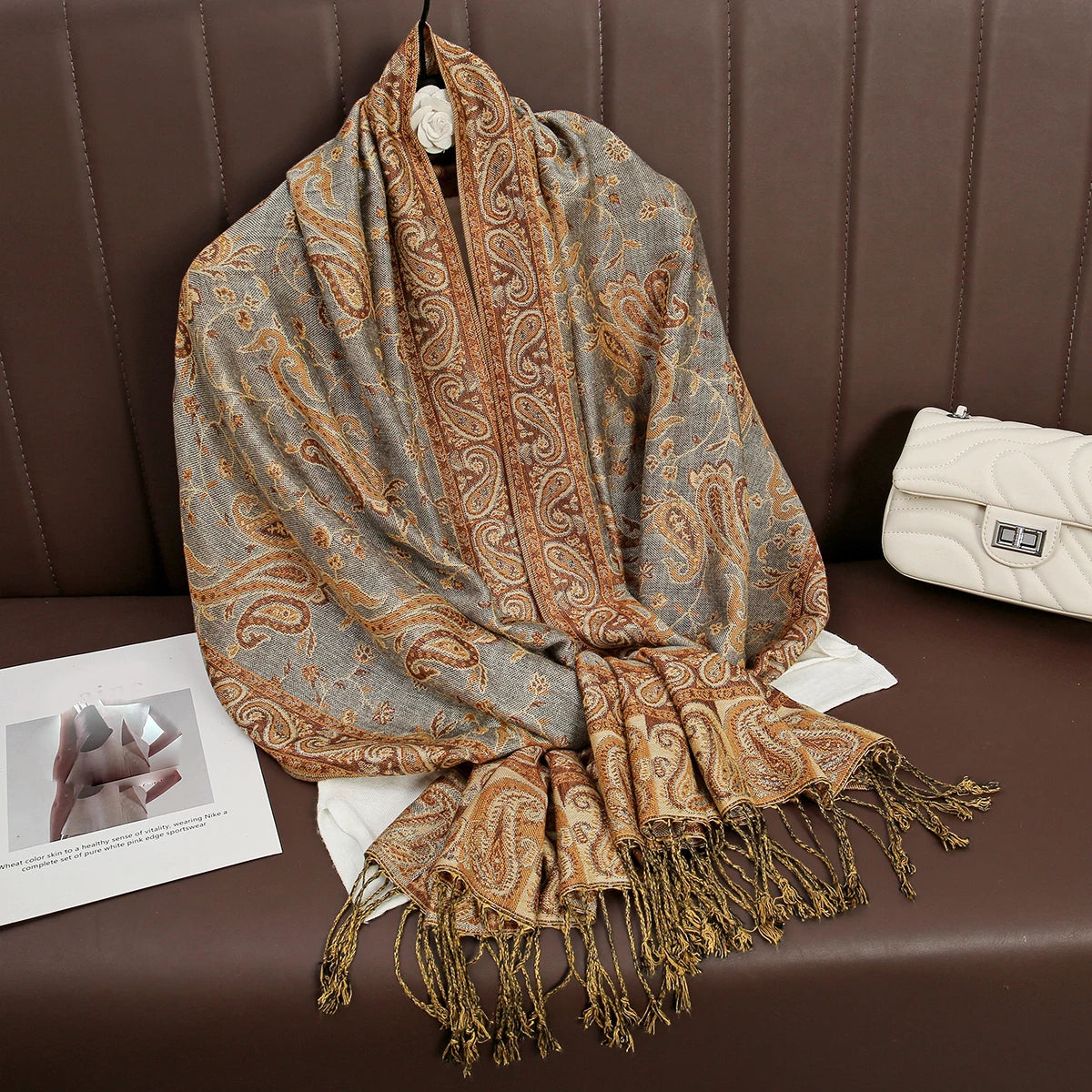 Paisley Print Cashmere Pashmina Shawl for Women – Warm Winter Wrap