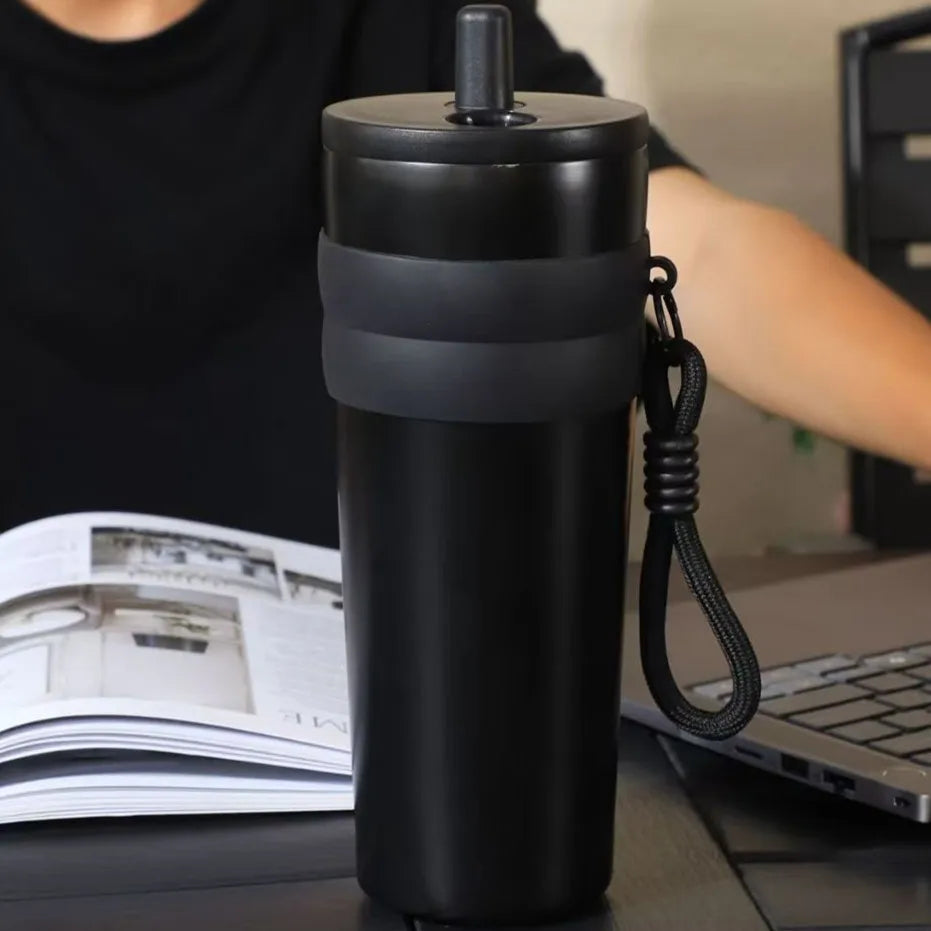 Stainless Steel Travel Thermos with Straw Lid – 700ml (23oz)