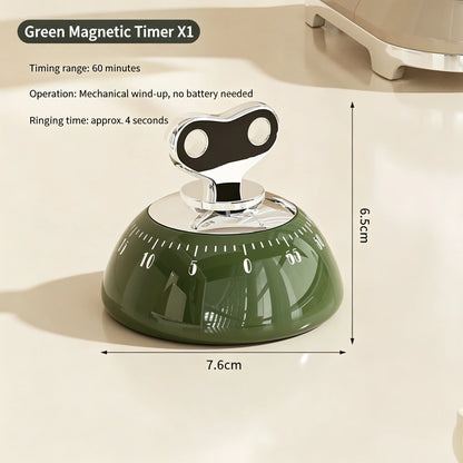 Magnetic Mechanical Kitchen Timer – 60-Min Countdown, No Battery