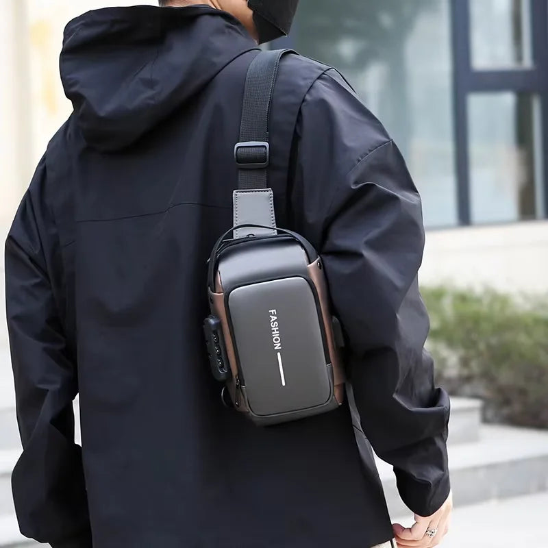 Men's Anti-Theft Sling Bag with USB Charging Port