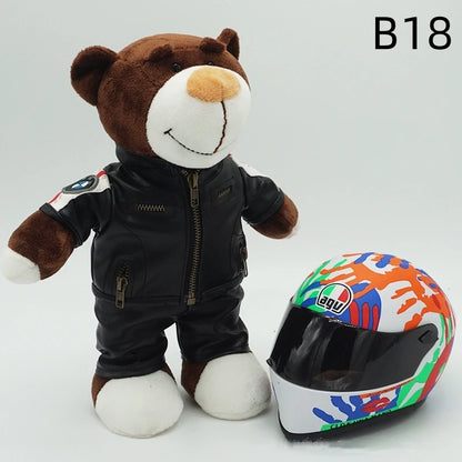 Motorcycle Helmet Teddy Bear Plush Toy – Kawaii Biker Bear Stuffed Animal Gift