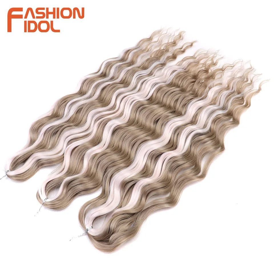 Deep Wave Braiding Hair Extensions 24 Inch – Synthetic Water Wave Crochet Hair