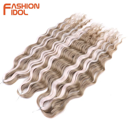 Deep Wave Braiding Hair Extensions 24 Inch – Synthetic Water Wave Crochet Hair