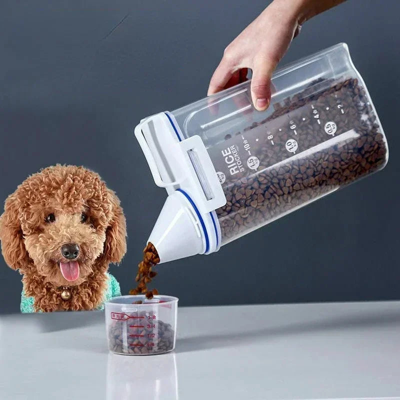 Airtight Pet Food Storage Container with Measuring Cup – 1.5KG & 2KG