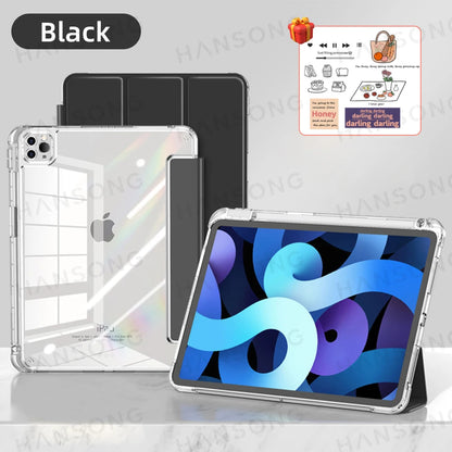 iPad Case with Clear Back – Smart Tri-Fold Folio Cover