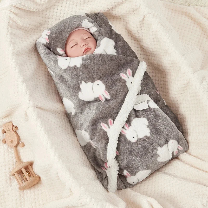 Baby Blanket Sherpa Fleece - Soft Animal Print Swaddle Wrap