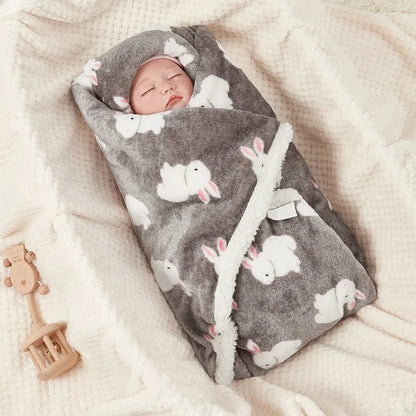Baby Blanket Sherpa Fleece - Soft Animal Print Swaddle Wrap