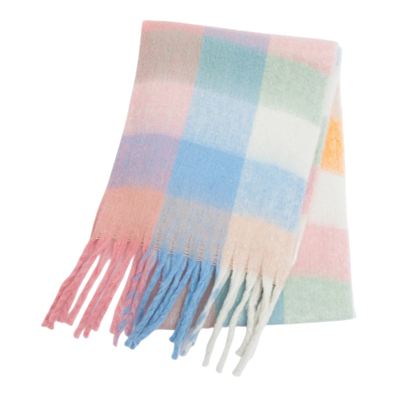 Women's Thick Winter Scarf – Colorblock Cashmere Shawl Wrap