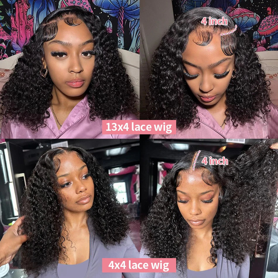 Water Curly Human Hair Wig 4x4 Closure & 13x4 Lace Front Brazilian 200% 250% Density