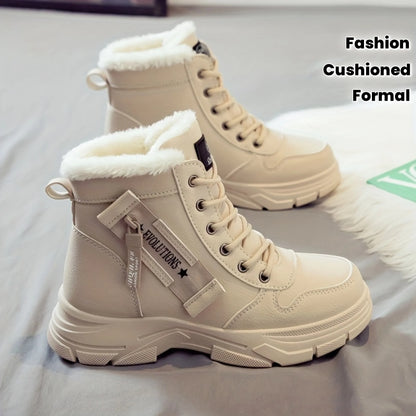 Women's Fur-Lined Winter Ankle Boots – Warm Lace-Up Snow Boots