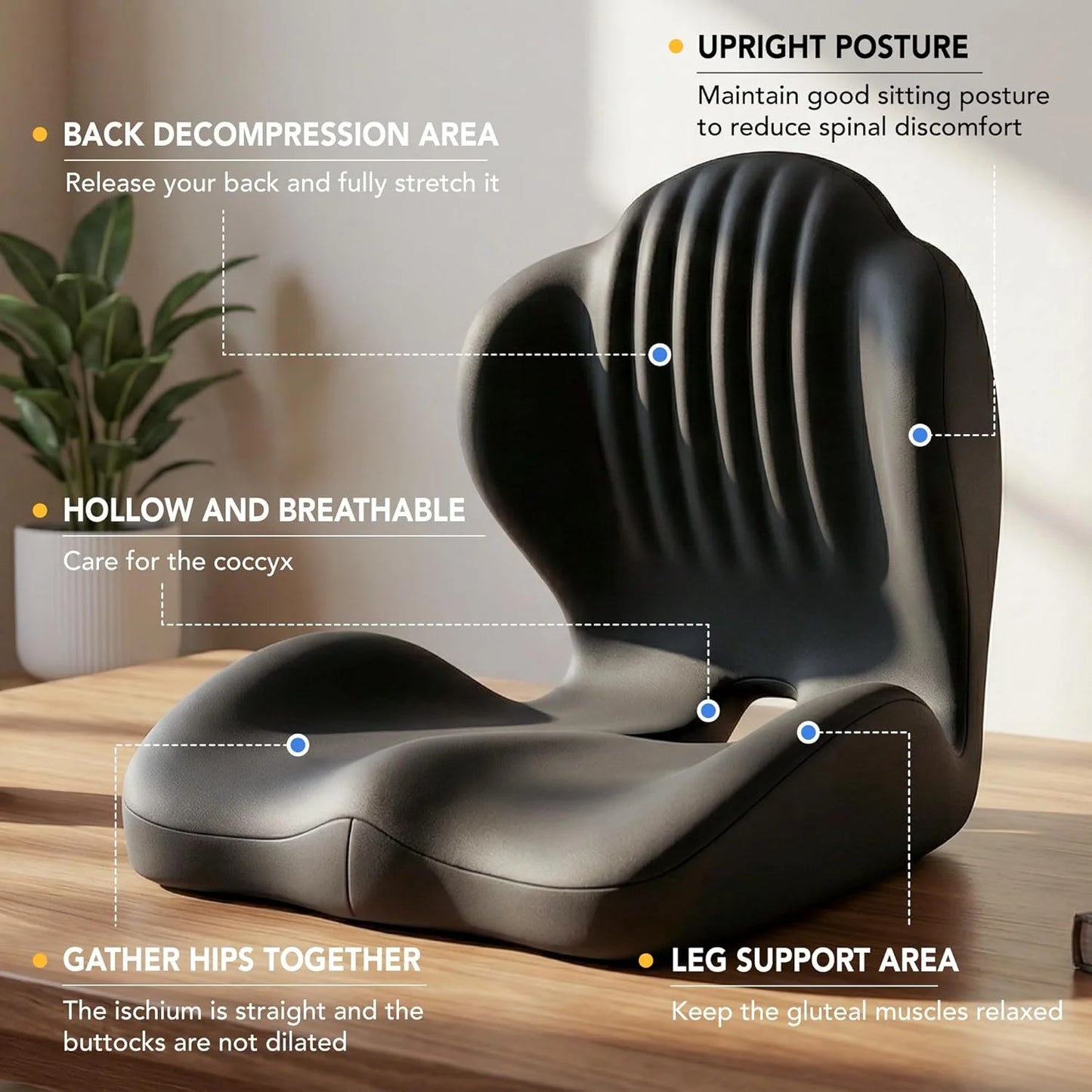 Memory Foam Seat & Back Support Cushion Set for Office Chair & Car