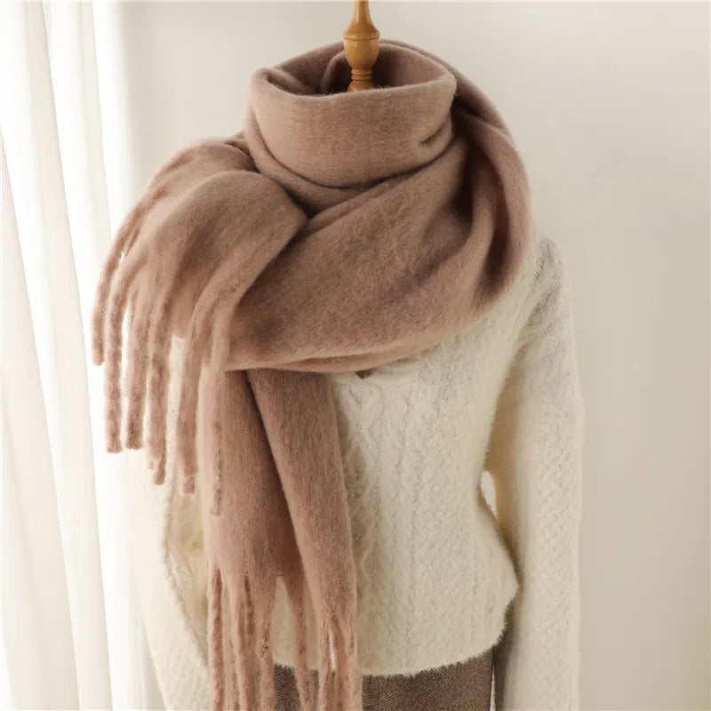 Pashmina Winter Scarf – Women's Thick Warm Shawl with Tassels