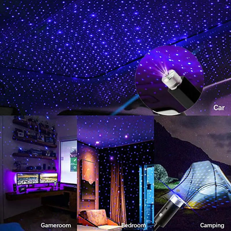 USB Star Projector Light – Galaxy Atmosphere Lamp for Car & Room