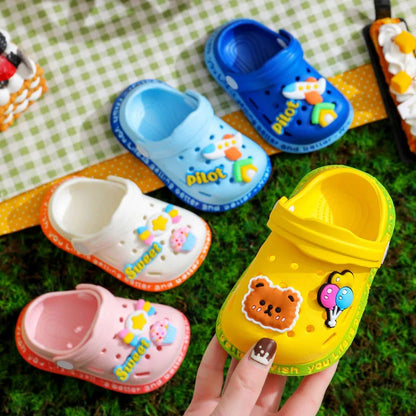 Kids Cartoon Clog Sandals – Cute Bear & Balloon Design