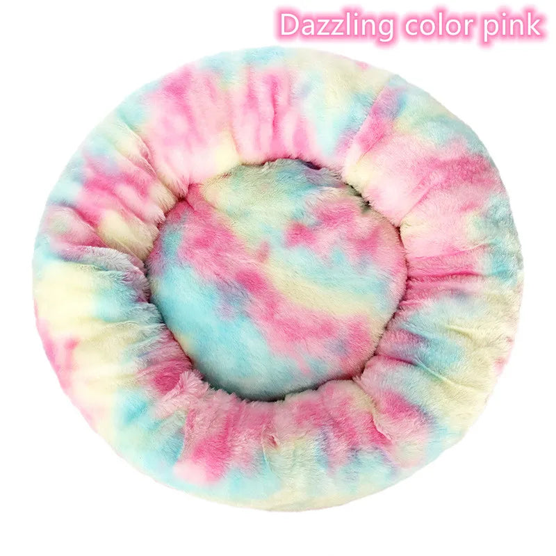 Calming Donut Cat Bed – Super Soft Plush Washable Pet Sleeping Cushion