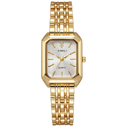 Women's Gold-Plated Square Quartz Watch – Stainless Steel
