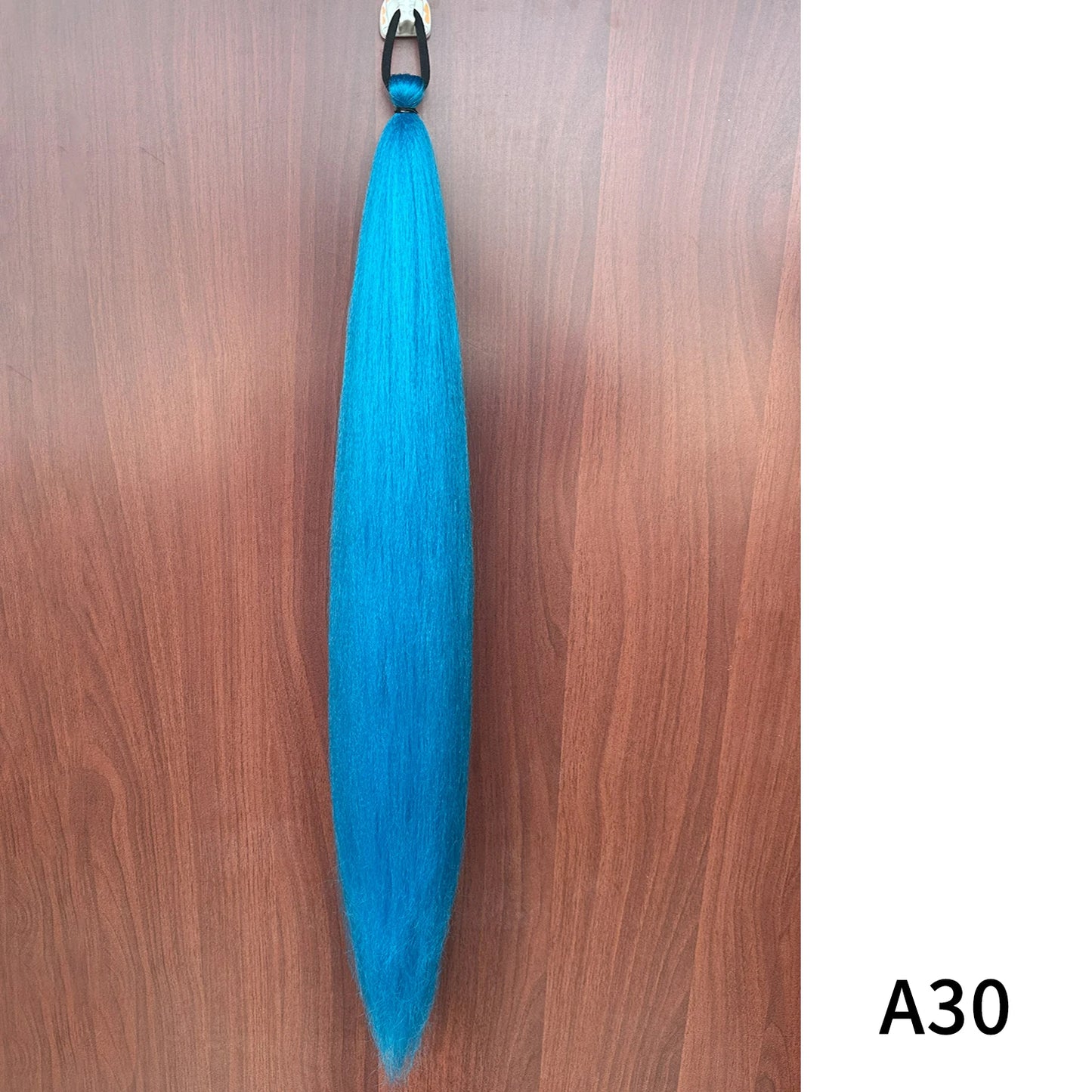 Synthetic Ponytail Hair Extension 2pcs – Long Straight, Colorful, Braiding Hairpiece with Rubber Band