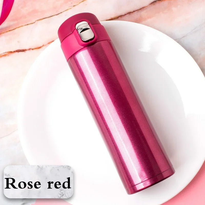 Vacuum Flask Thermos Bottle 500ml – Stainless Steel Pop-Up Lid Travel Mug