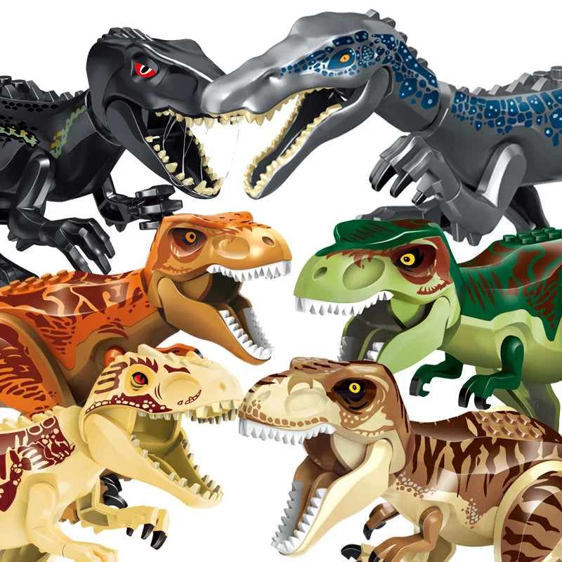 Jurassic Dinosaur Building Blocks Figures – T-Rex Raptor Triceratops MOC Models