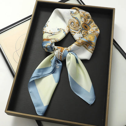 Silk Feel Square Scarf for Women – Satin Hair Wrap & Foulard Shawl