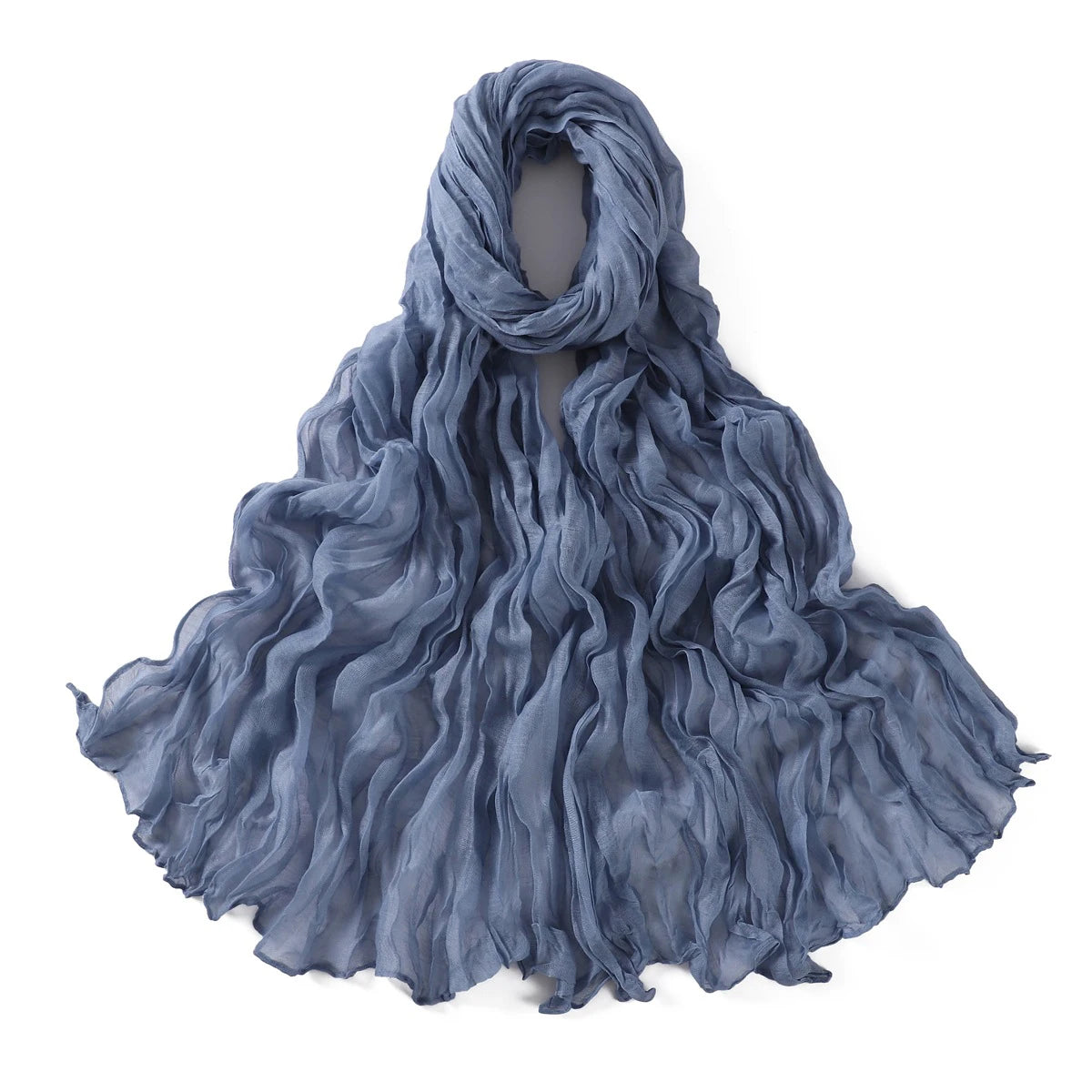 Women's Crinkle Cotton Voile Scarf – Lightweight Solid Color Shawl