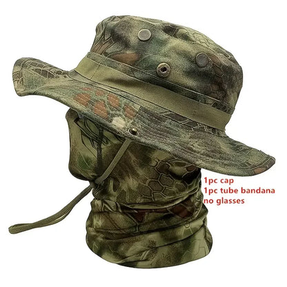 Boonie Hat with Face Cover – Wide Brim Tactical Sun Hat