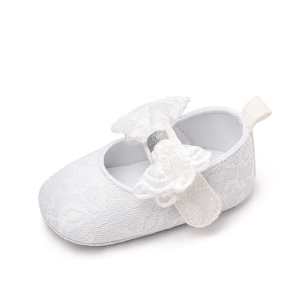 Baby Girl Mary Jane Shoes – Lace Bowknot Soft Sole Anti-Slip