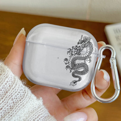 Dragon AirPods Case – Clear Protective Cover with Carabiner Clip