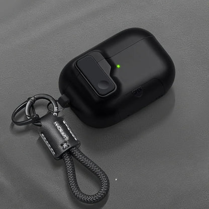 Magnetic Lock AirPods Case – Frosted Matte Cover with Carabiner & Strap
