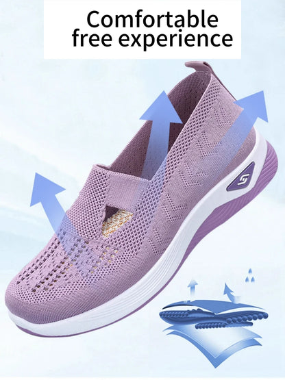 Women's Breathable Slip-On Sneakers – Lightweight Casual Walking Shoes