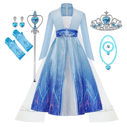 Elsa Frozen Princess Costume for Girls – Halloween & Birthday Party Dress