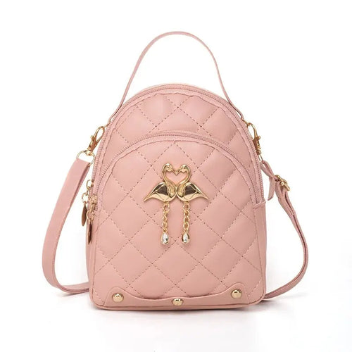Mini Quilted Crossbody Bag for Women with Swan Charm