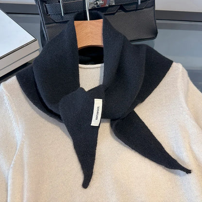 100% Wool Knitted Scarf for Women – Soft Solid Color Winter Shawl