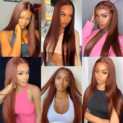 Chocolate Brown Straight Lace Front Wig – Human Hair, HD Lace