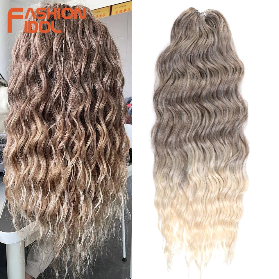 Deep Wave Braiding Hair Extensions 24 Inch – Synthetic Water Wave Crochet Hair