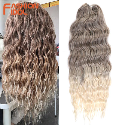 Deep Wave Braiding Hair Extensions 24 Inch – Synthetic Water Wave Crochet Hair
