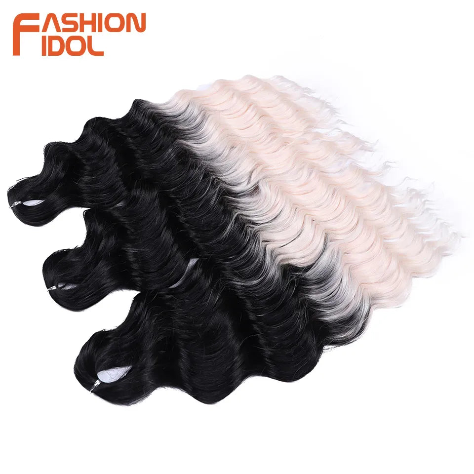 Deep Wave Braiding Hair Extensions 24 Inch – Synthetic Water Wave Crochet Hair