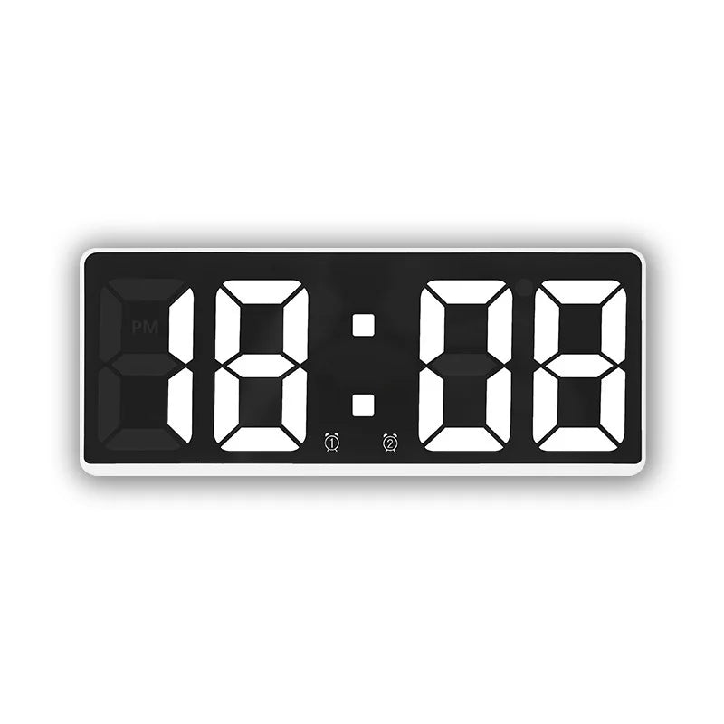 Digital LED Alarm Clock – Mirror Display, Voice Control & Snooze