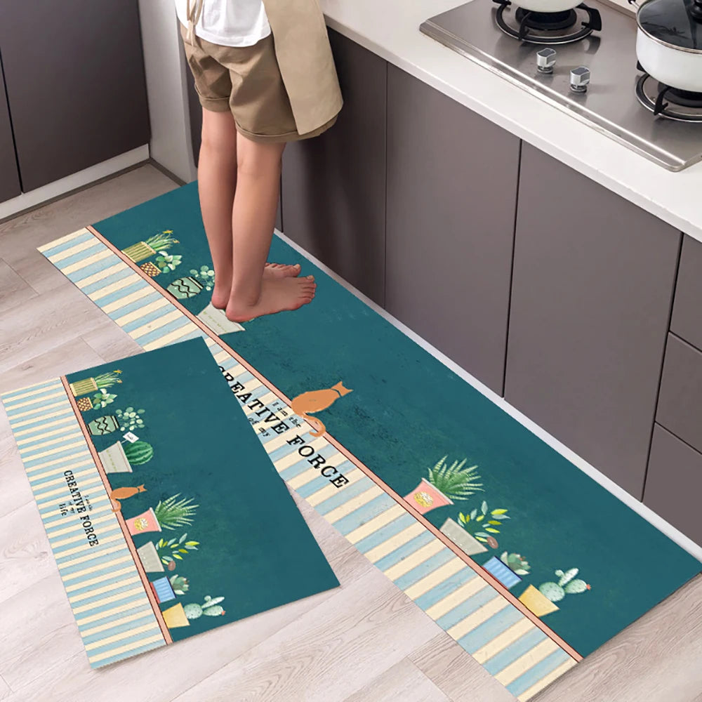 Non-Slip Kitchen Mat Set – Crystal Velvet Absorbent Rugs for Kitchen & Bathroom