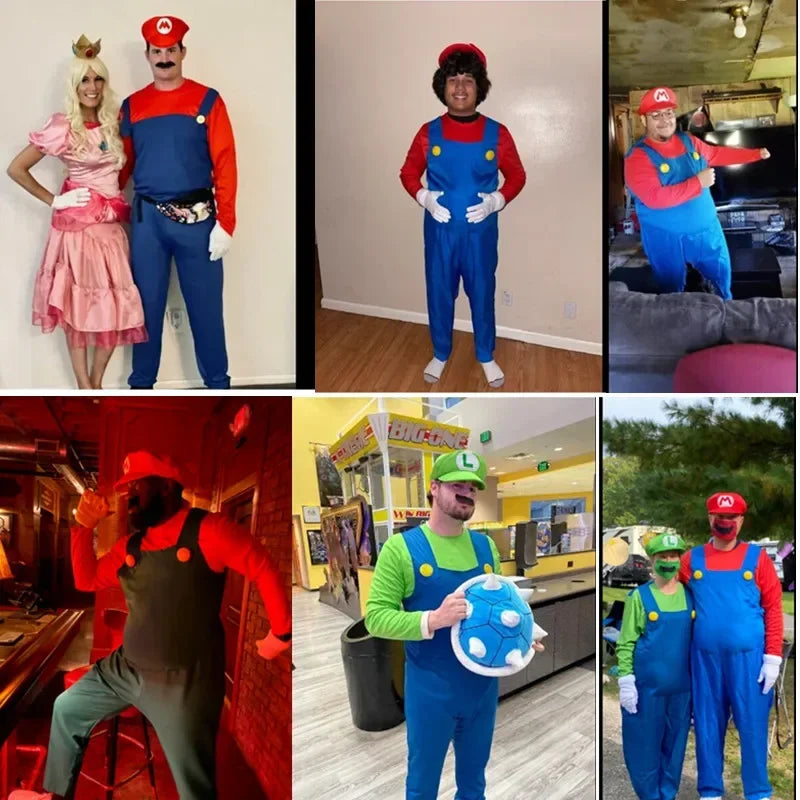 Super Mario Bros Plumber Halloween Costume Set with Hat & Gloves