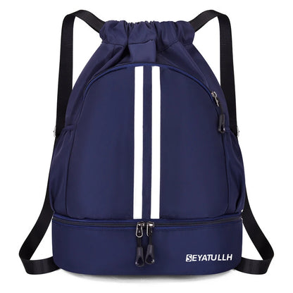Sports Drawstring Backpack with Shoe Compartment – Waterproof Gym Bag