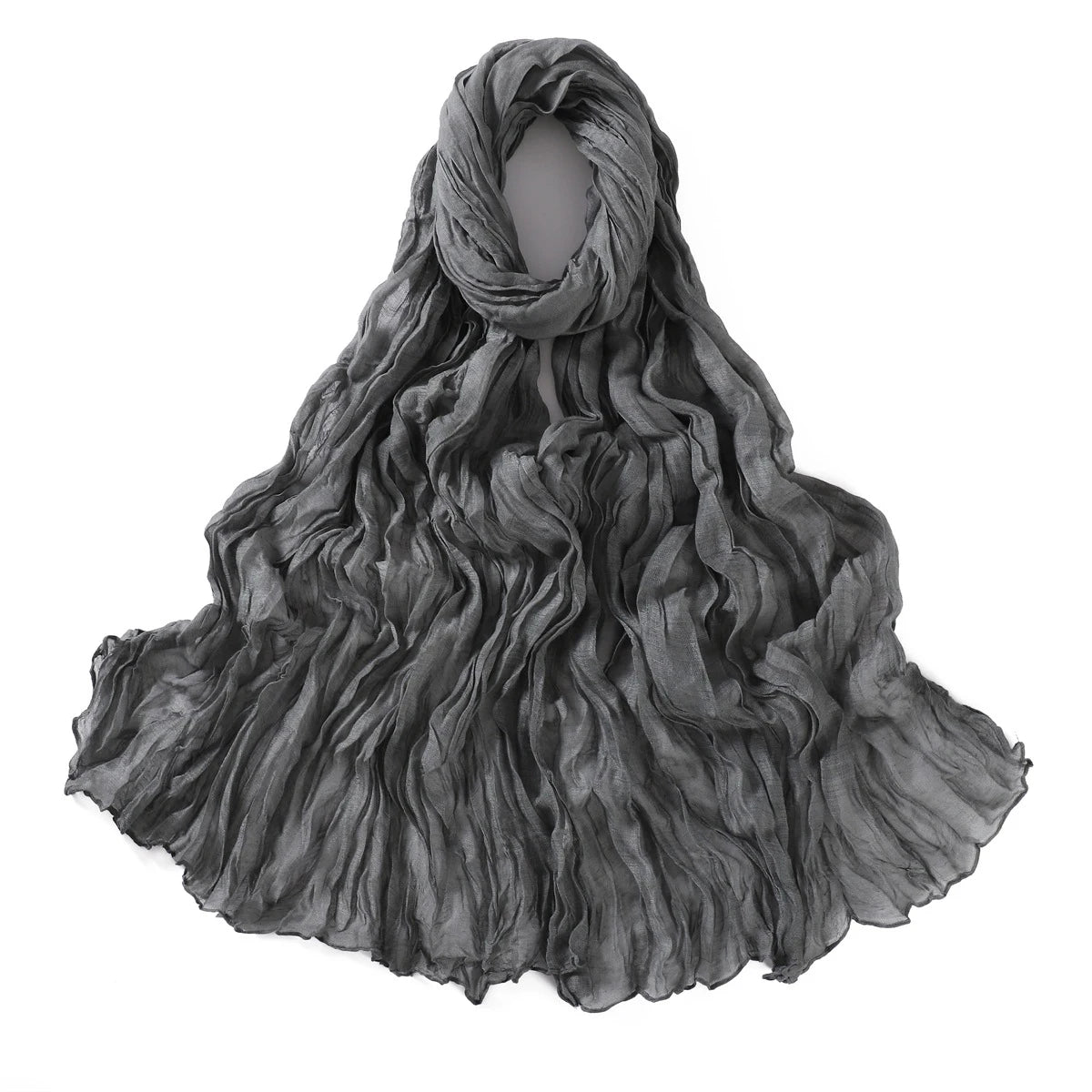 Women's Crinkle Cotton Voile Scarf – Lightweight Solid Color Shawl