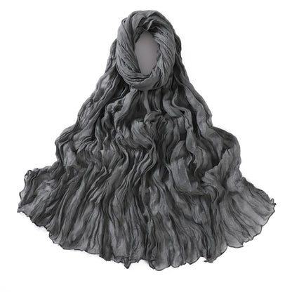 Women's Crinkle Cotton Voile Scarf – Lightweight Solid Color Shawl
