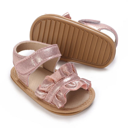 Baby Girl Pink Bow Sandals – Soft Sole Anti-Slip (0-18 Months)
