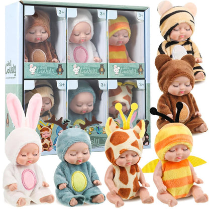 Mini Sleeping Baby Doll in Animal Costume – Cute Reborn Toy