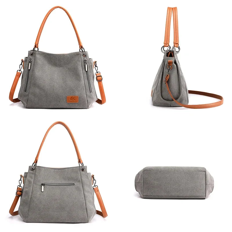 Canvas Shoulder Bag Women Large Capacity Crossbody Handbag