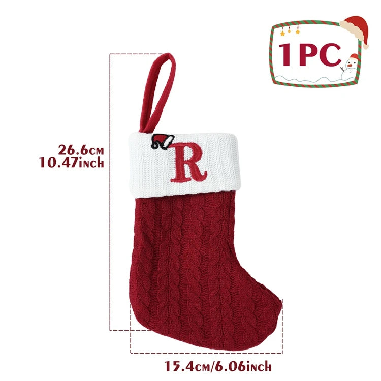 Christmas Alphabet Knit Stocking Ornament – 26 Letters