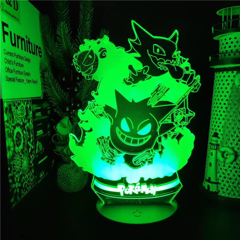 Pokémon Gengar Haunter Gastly 3D LED Night Light USB Color Changing Lamp