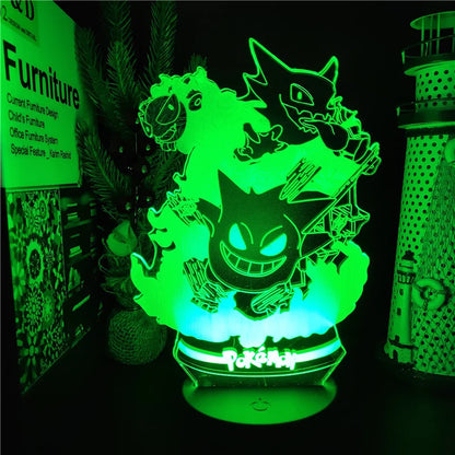 Pokémon Gengar Haunter Gastly 3D LED Night Light USB Color Changing Lamp