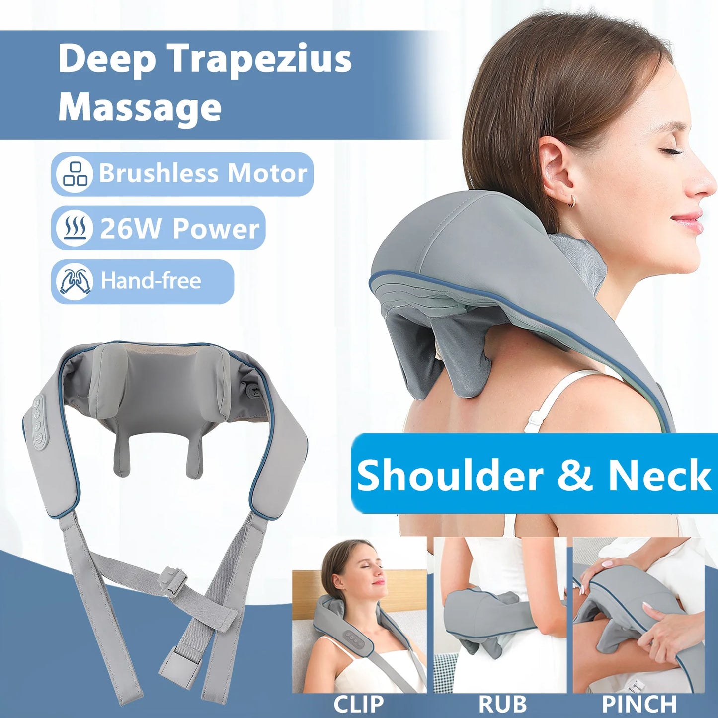 Neck & Shoulder Massager Shawl – Wireless Kneading with Heat
